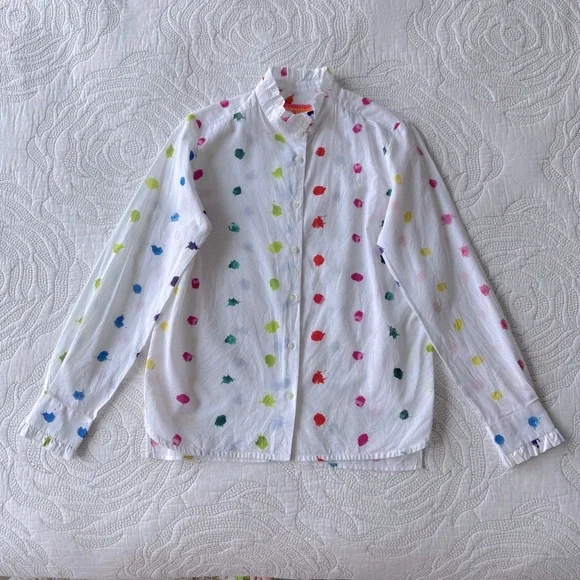 Vilagallo Multicolor Polka Dot Button Down Shirt - Picture 2 of 12